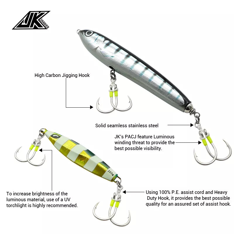 Anzuelo Asistente doble POWER Assist Shore jigging JK PACJ-1/0L