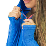 Polera Dry Fit HW SPX C/ Gorro Manga Larga Mujer Elec Blue