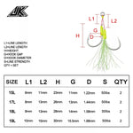 Anzuelo Asistente JK con núcleo de acero STLD-17L (8mm/13MM/50LBS) 2SET